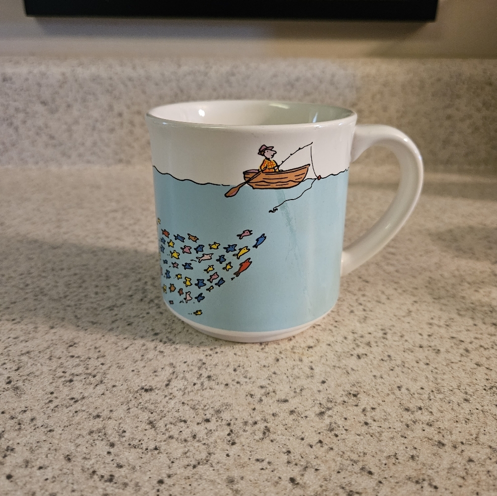 Recycled Paper Products vintage "Dreams can come true" fishing coffee mug
